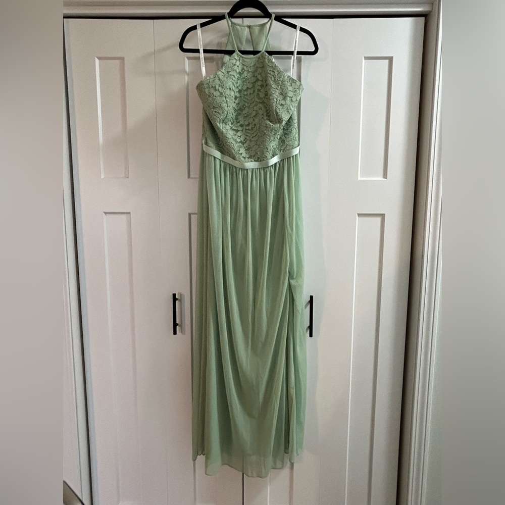 David’s Bridal Open-Back Lace and Mesh Bridesmaid Dress